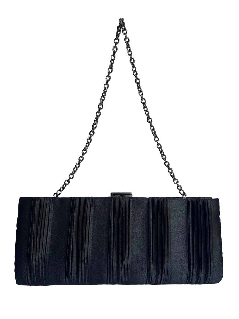 Jessica McClintock Black Satin Clutch Y2K